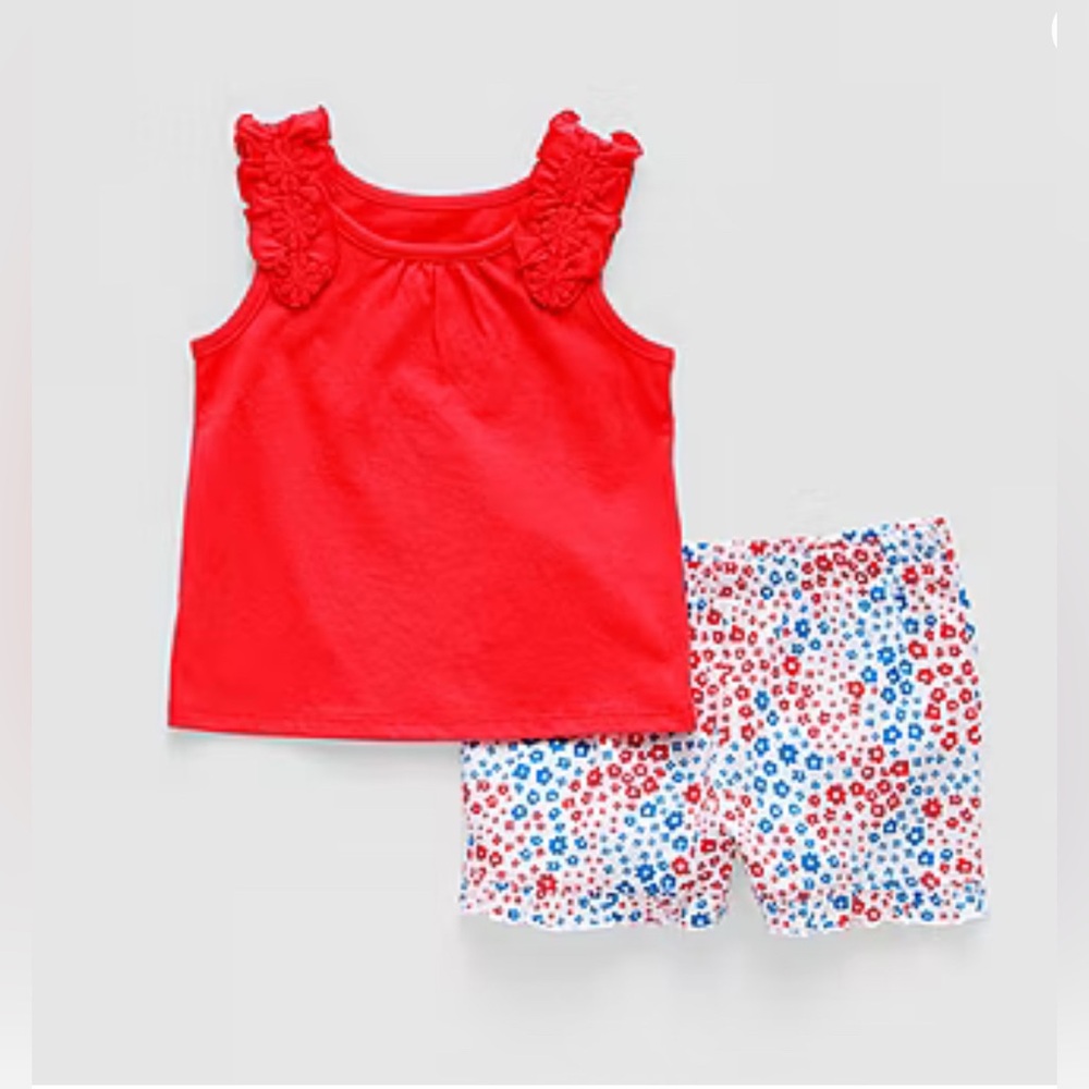 Okie Dokie Baby Girls 2-pc. Short Set in tomato size newborn